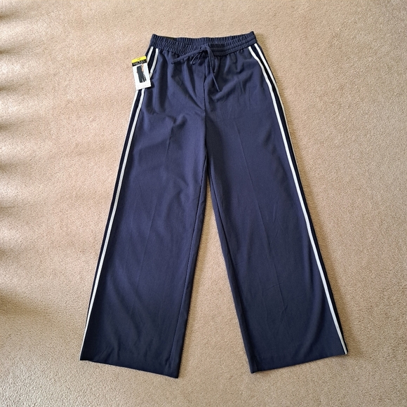 Rachel Roy Wide Leg Pants Women's Size Small Blue White Stripe Pull On New! - Picture 1 of 9